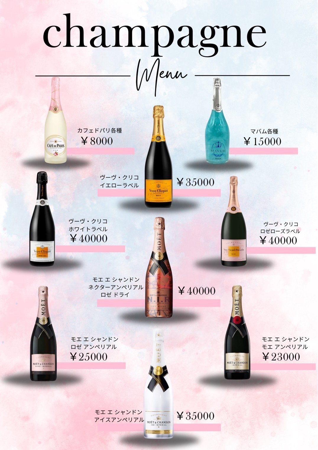 Champagne Menu